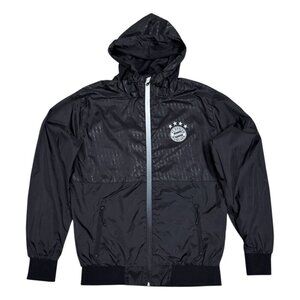 BAYERN MUNICH FC Soccer Football Black Windbreaker Light Jacket Mens Small